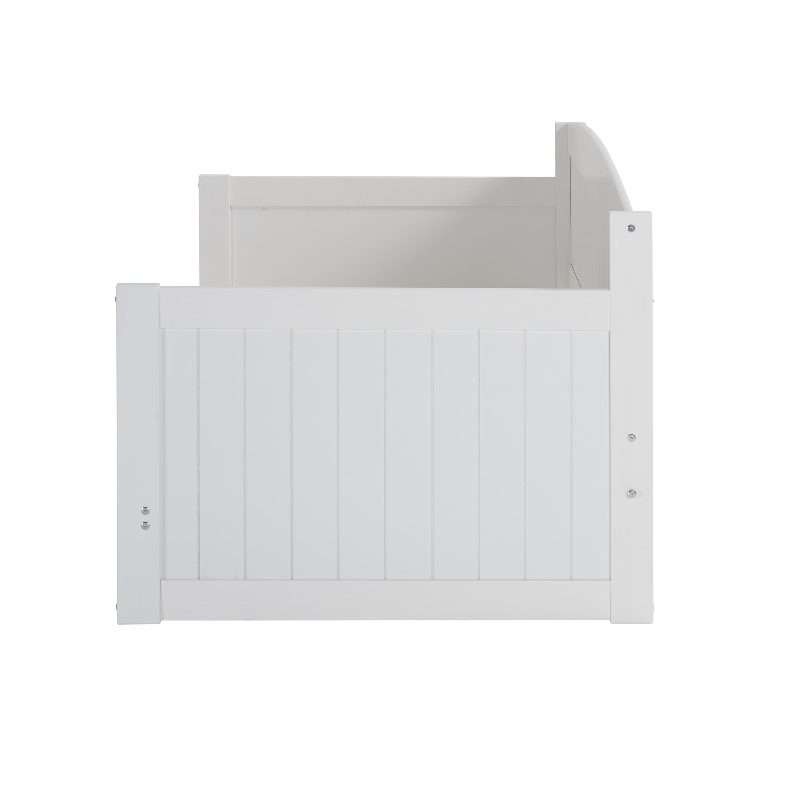 Alaterre Furniture Harmony Twin to King Daybed with Pop Up Trundle Bed - Solid Wood Twin Day Bed with 2 Pull-Out Storage Drawers and 400lb Capacity - For Kids, Guest Room, Living Room (White)