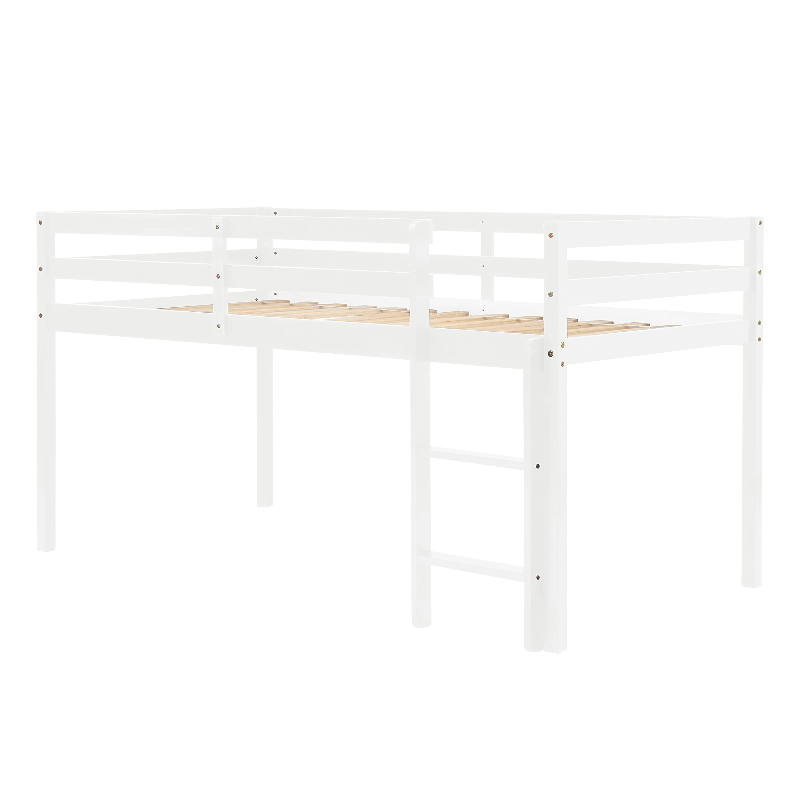 Twin Kids Loft Bed with Ladder & Guard Rails