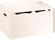 Amazon Basics Kids Wooden Toy Storage Chest with Safety Lid, Spacious Organizer for Bedroom, White, 30" x 18" x 19"