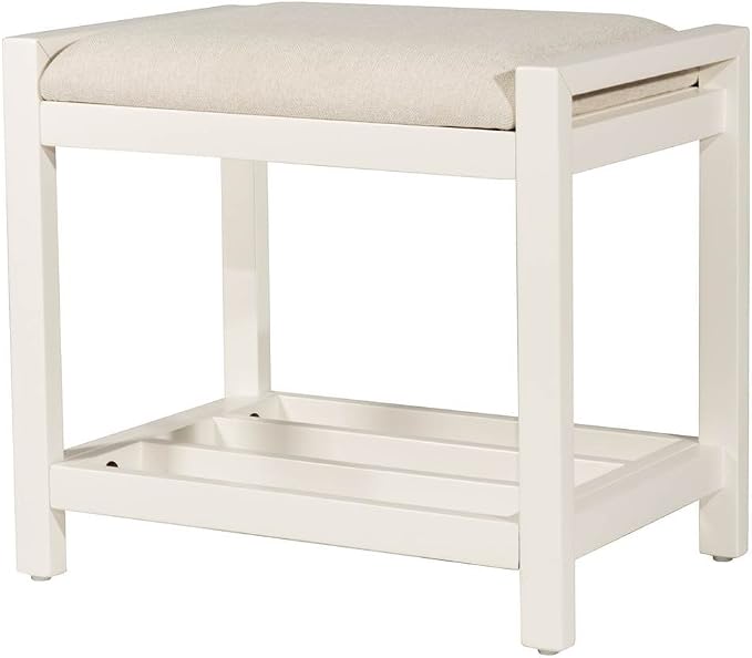 Upholstered Vanity Stool with Storage Shelf
