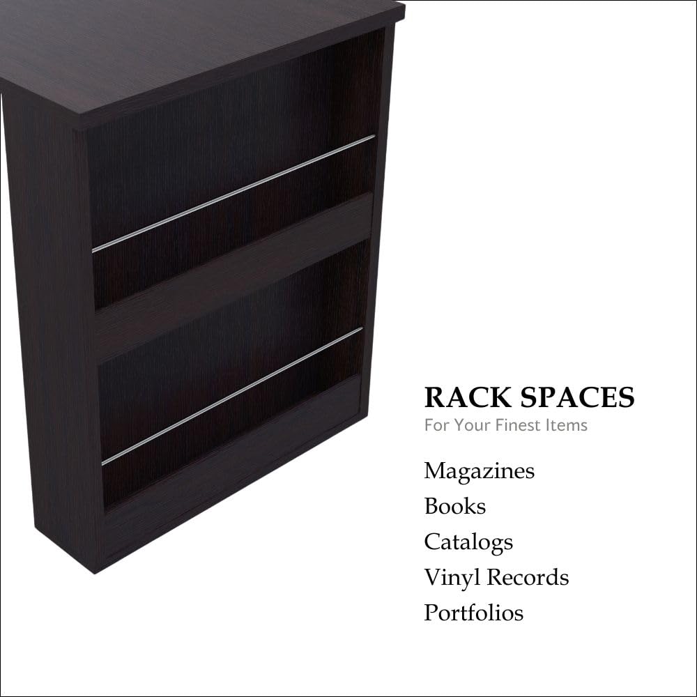 3-Drawer Office Desk with File Cabinet & Magazine Racks, Espresso