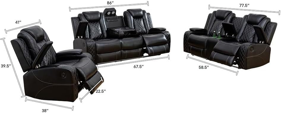 3-Piece Power Reclining Sofa Set