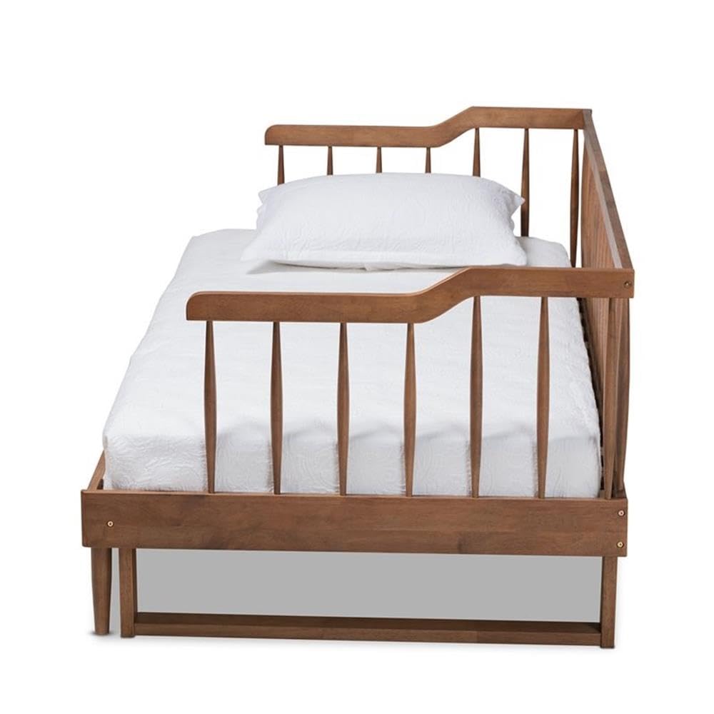 Baxton Studio Muriel Walnut Wood Expandable Twin to King Size Spindle Daybed