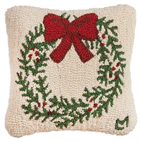 Christmas Wreath Wool Throw Pillow