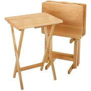 Folding Snack Table Set of 5 with Storage Stand