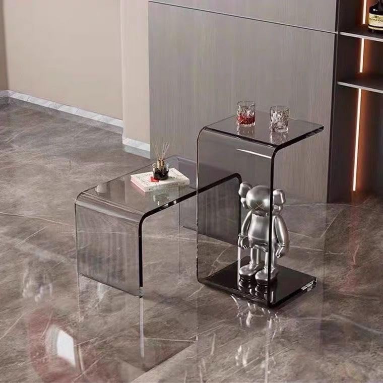Smoke Gray Acrylic C-Shaped Side Table