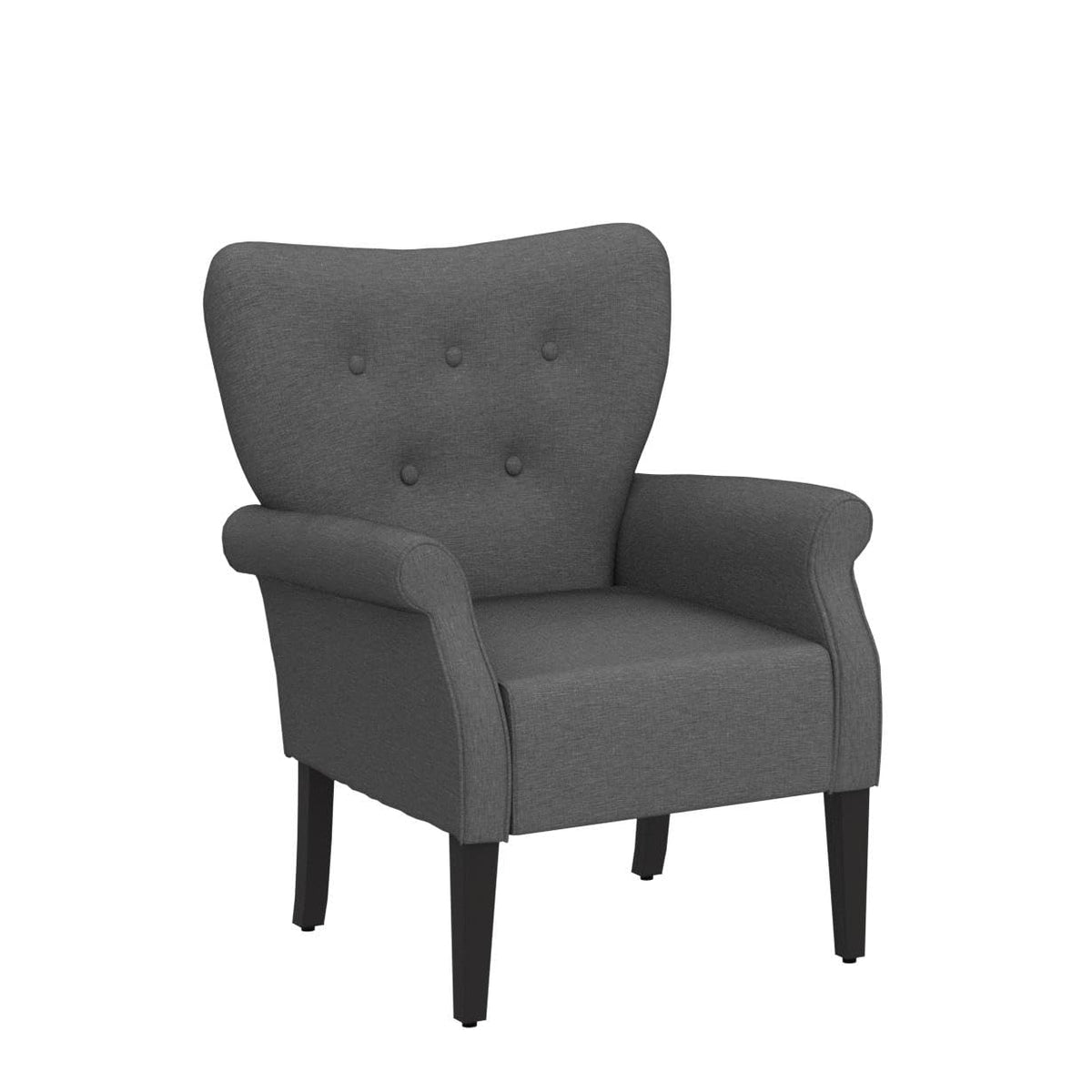 Yaheetech High Back Accent Chair Set of 2 with Rolled Arms, Dark Gray