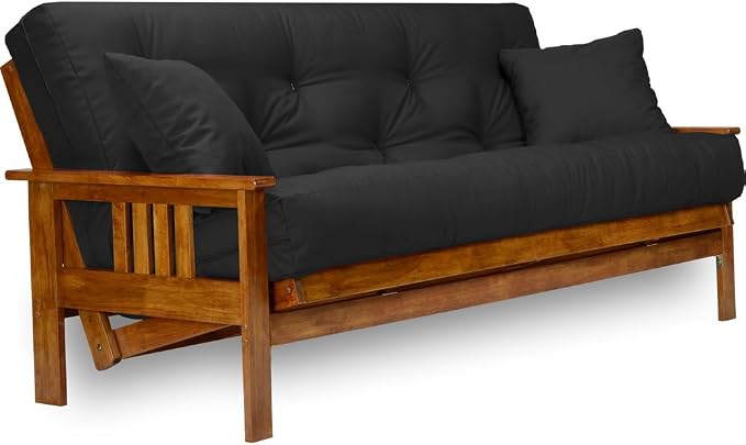 Queen Hardwood Futon Set with Mattress