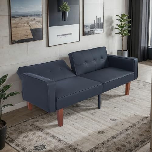 Topcomfy Convertible Futon Sofa Bed, Tufted Upholstered Loveseat Couch