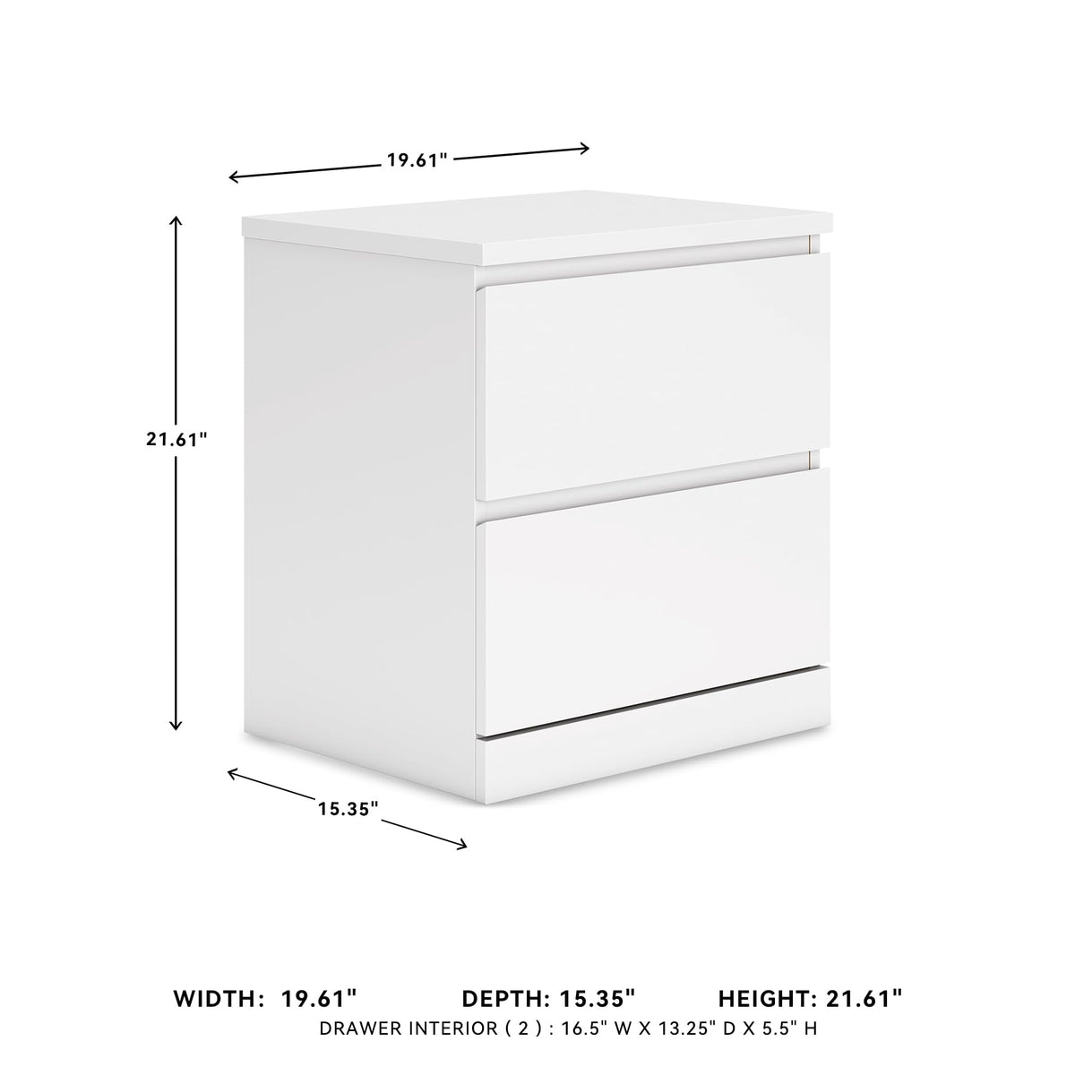 Signature Design by Ashley Onita 2-Drawer White Nightstand Bedside Table