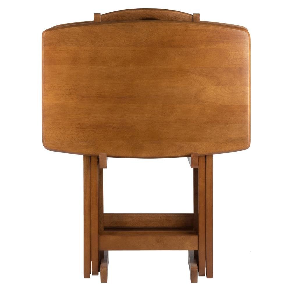 Teak Folding TV Tray Set with Stand