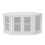 Panana Corner TV Stand - 47 Inch Media Console with 4 Doors and Shelves, Living Room Storage for TVs up to 51 Inch (White)