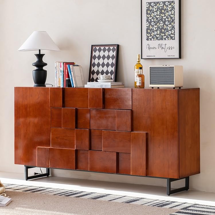 ZUZUZ Sideboard Buffet Cabinet 160x40x91cm Retro Side Cabinet Small Apartment Living Room Storage Kitchen Cupboard Skeleton Line Solid Wood Chest of Drawers Cupboard Coffee Bar Cabinet
