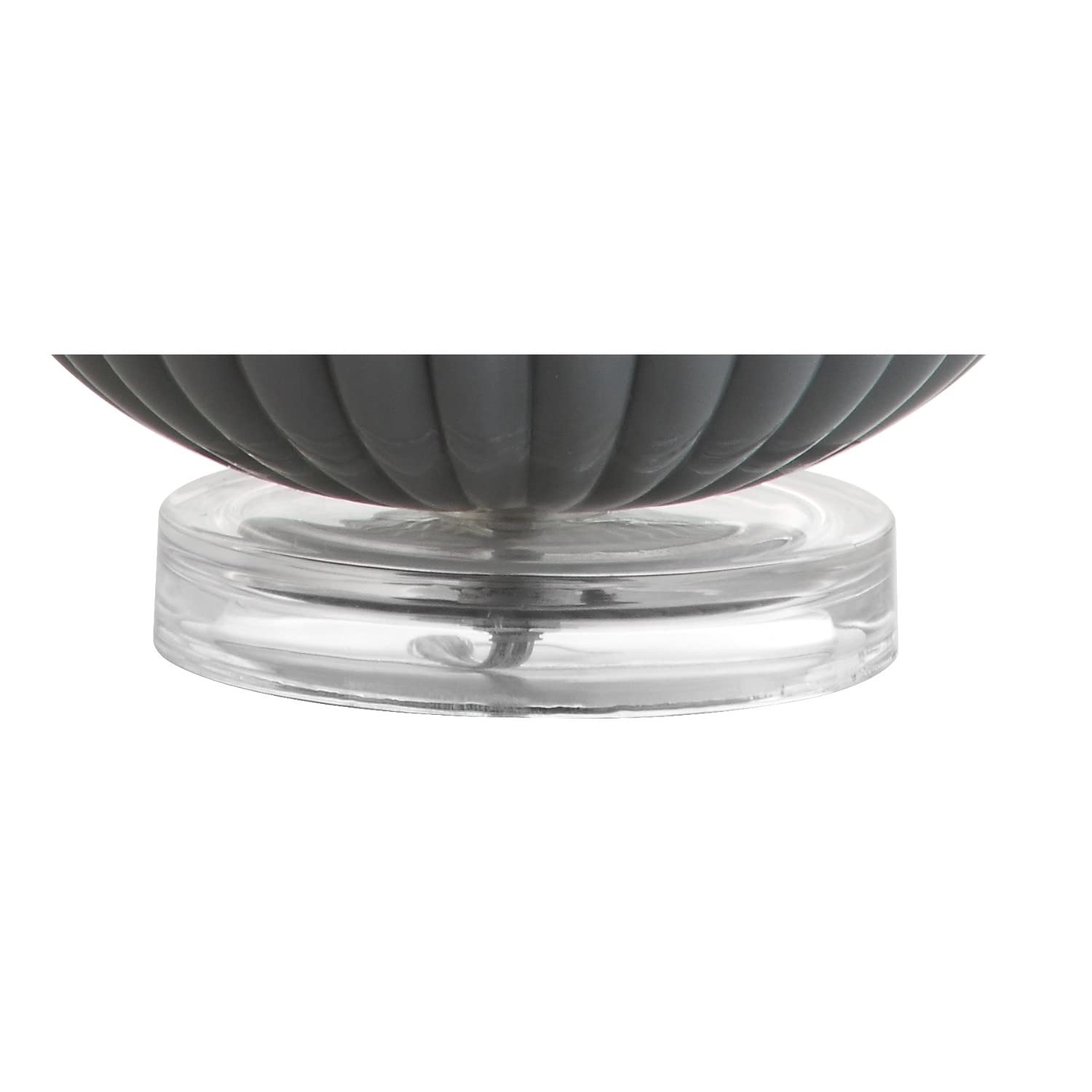 JONATHAN Y 18" Gray Fluted Glass and Lucite Table Lamp, Contemporary Teardrop Bedside Lamp with White Linen Drum Shade for Nightstand, Console Table, LED Bulb Included JYL1032A