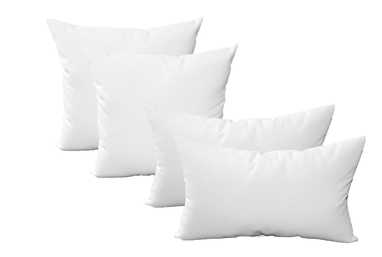 Resort Spa Home Sunbrella Canvas White Fabric - Set of 4 Indoor/Outdoor Pillows - 20" Square Throw Pillows & 20" x 12" Rectangle/Lumbar Decorative Throw Pillows