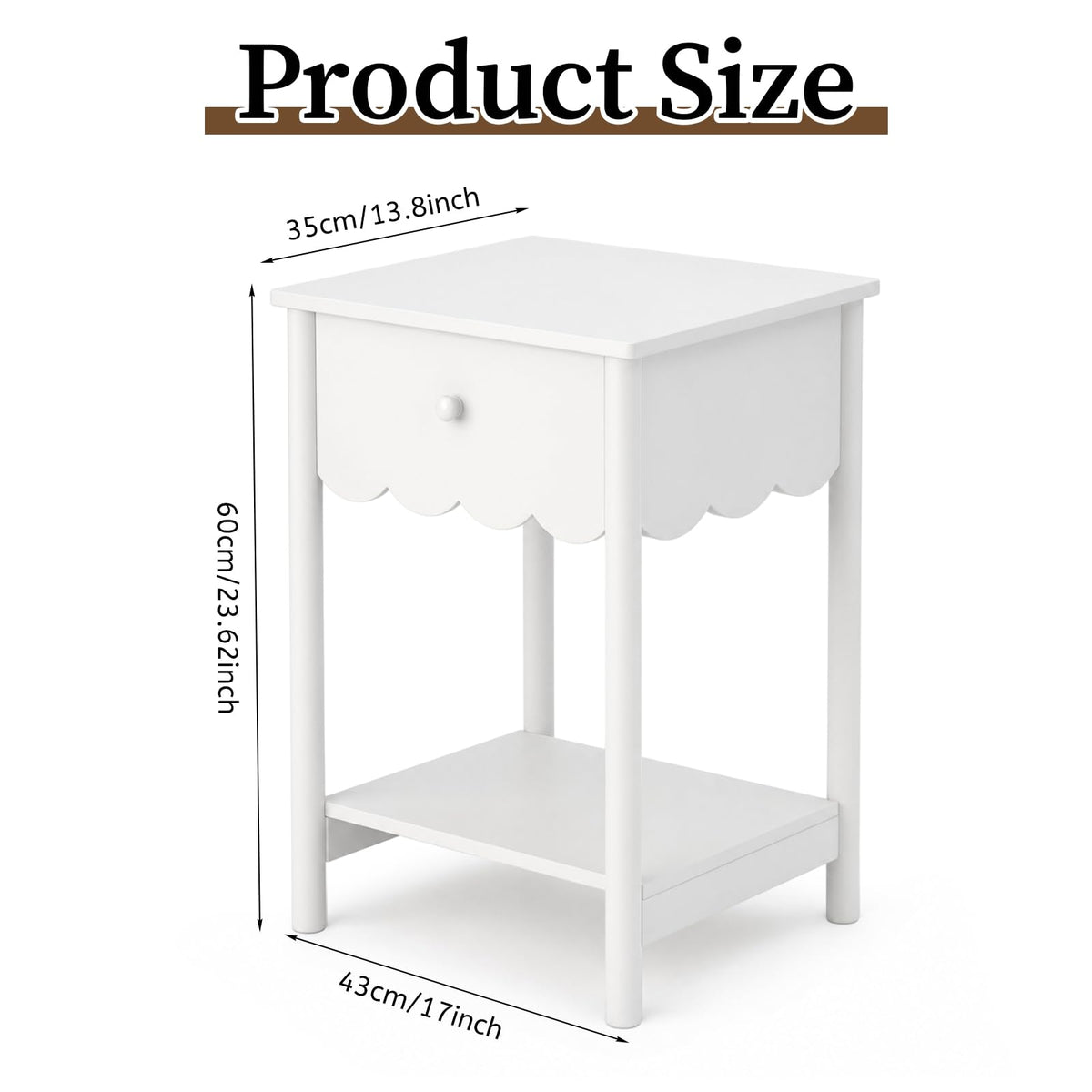White Scalloped Nightstand