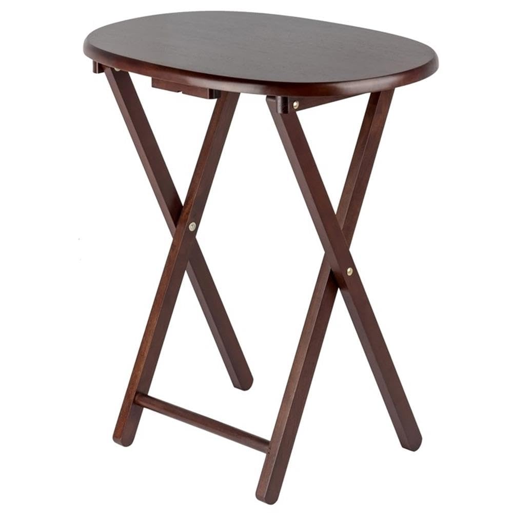 5-Piece Solid Wood Oval Snack Table Set with Storage Stand – Cappuccino