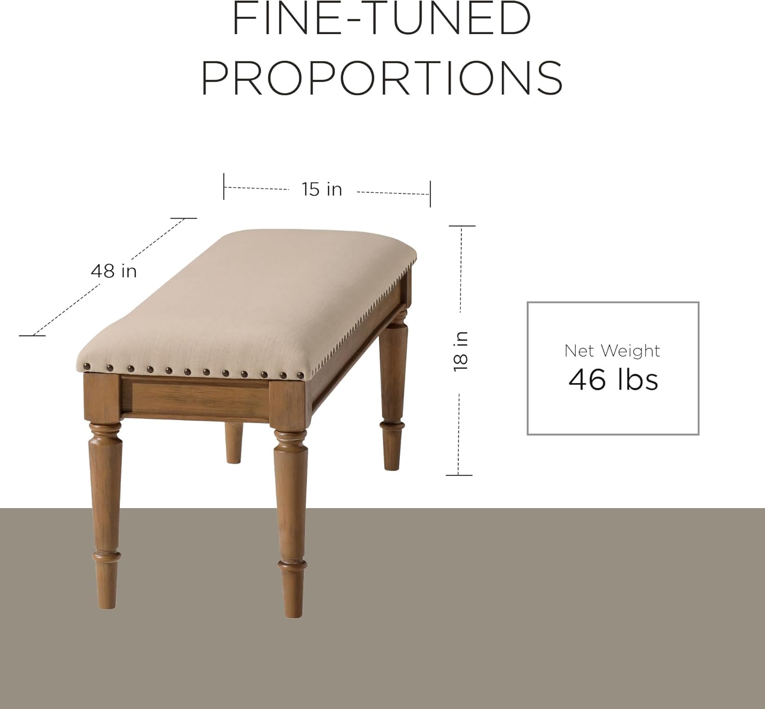Wooden Upholstered Bench with Padded Seat
