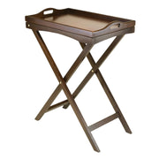 Furnifact Solid Wood Butler Tray Table in Antique Walnut Finish, Versatile TV Tray Table with Removable Serving Tray for Dining Or Living Room