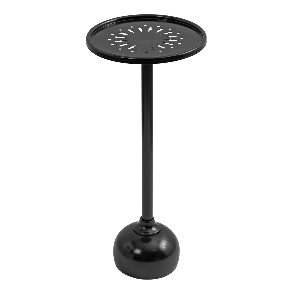 Kate and Laurel Miki Modern Pedestal Drink Table; 10 x 10 x 23; Black; Decorative Accent Patio Table for Use as Plant Stand Indoors or Outdoors or as a Living Room Martini Table