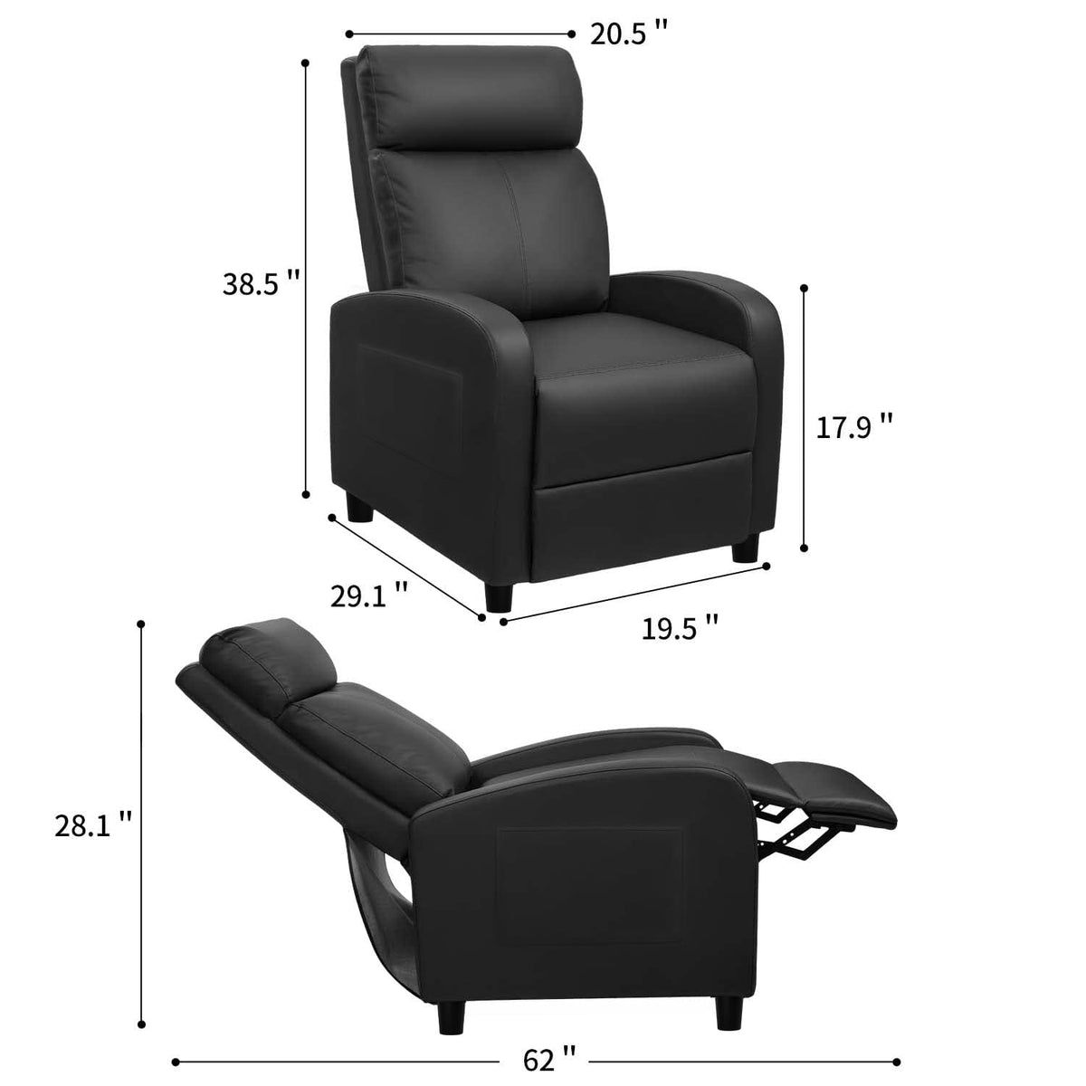 Devoko Massage Recliner Chair Reclining Sofa Pu Leather Living Room Chair