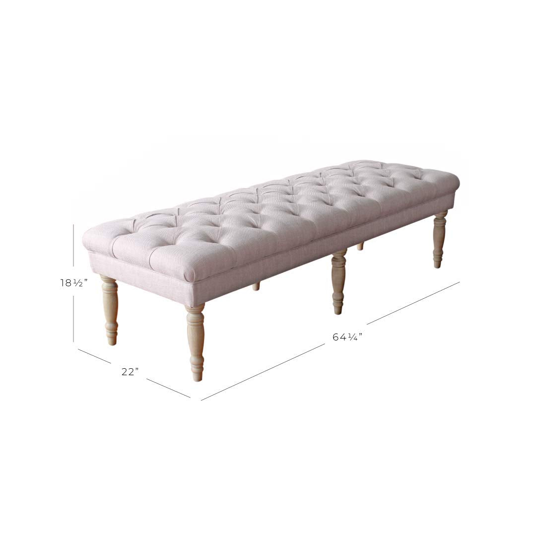 HomePop Large Upholstered Tufted Bench – Light Mauve