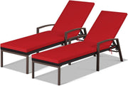 Outdoor Rattan Chaise Lounge Chair Set of 2