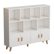 11-Cube Bookcase with Doors & Solid Wood Legs