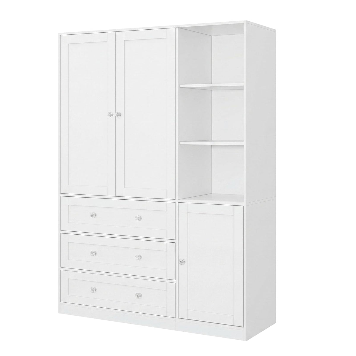 VOWNER 71"H Armoire Wardrobe Closet with Mirror and Open Shelves (1, White)