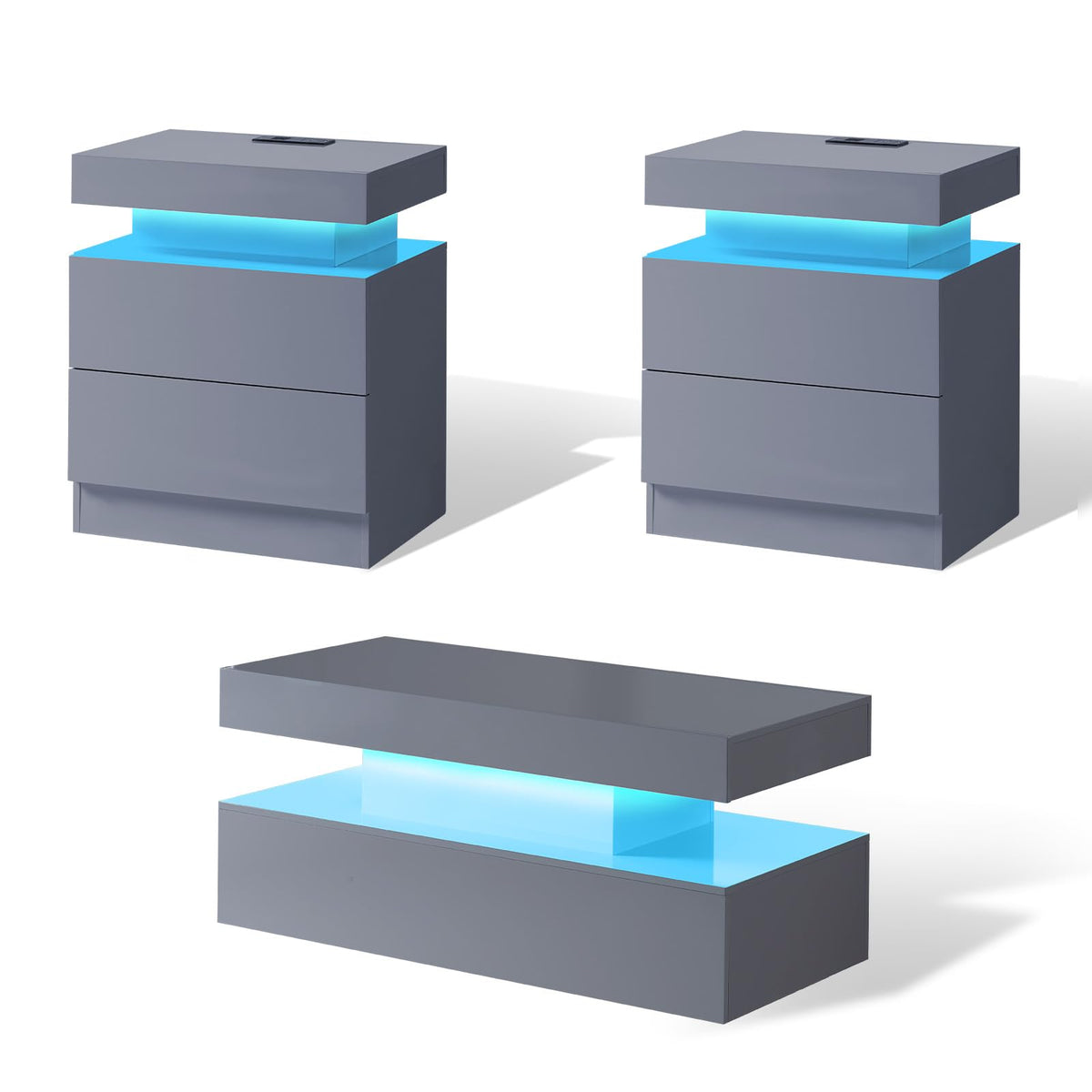 3-Piece LED Coffee Table Set