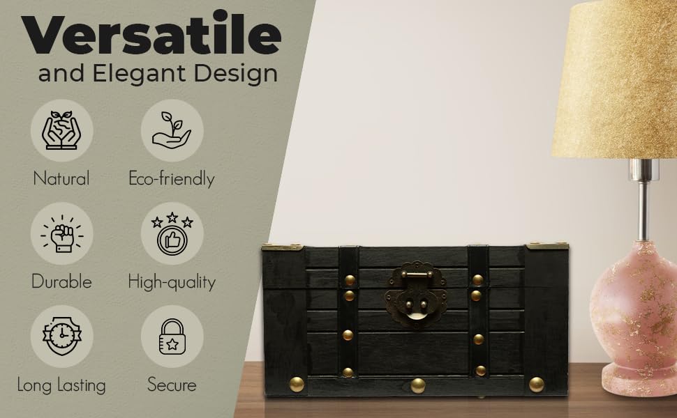 Vintage Wooden Treasure Chest with Leather Straps