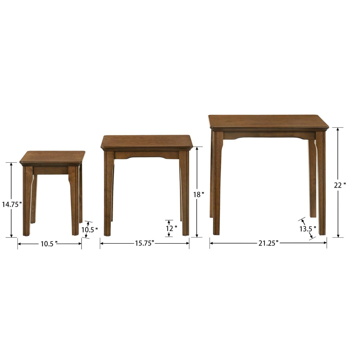 Solid Wood Nesting Tables, Set of 3