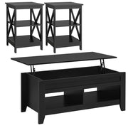 3-Piece Lift-Top Coffee Table & Side Table Set – Black