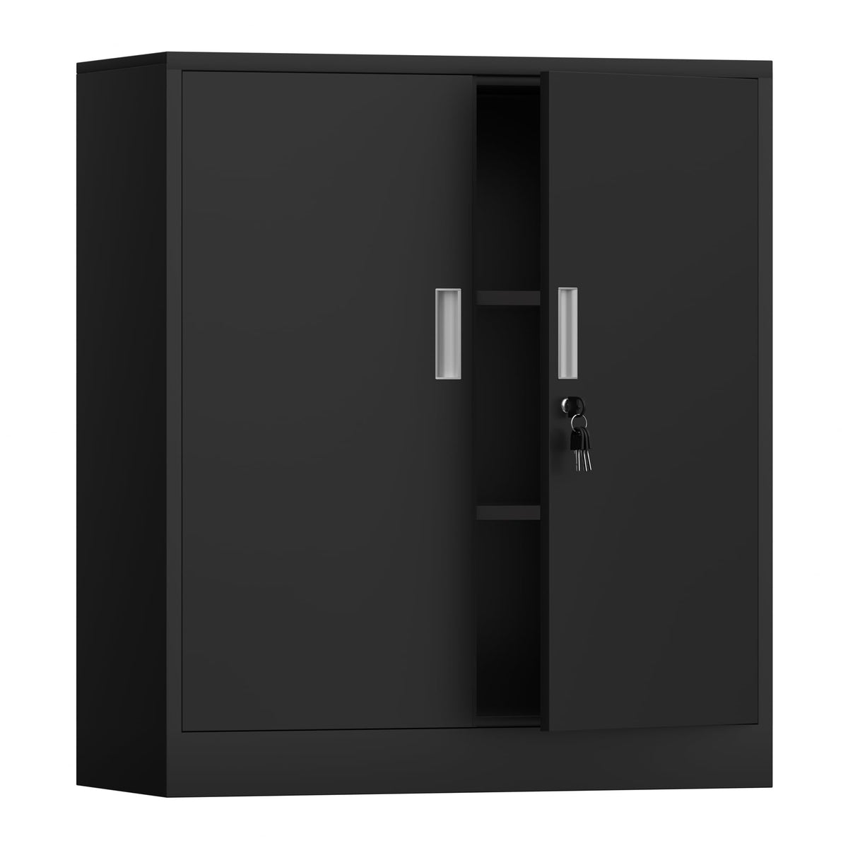 iJINGUR Metal Storage Cabinet with Locking Doors, 36.22" H, Black
