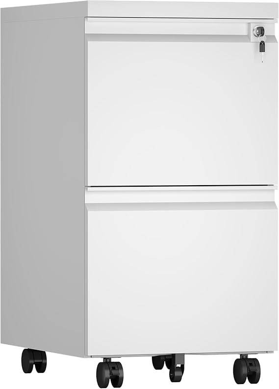 3-Drawer Mobile Metal File Cabinet with Lock