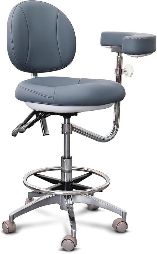 Ergonomic Dental Assistant Stool with Rotatable Armrest