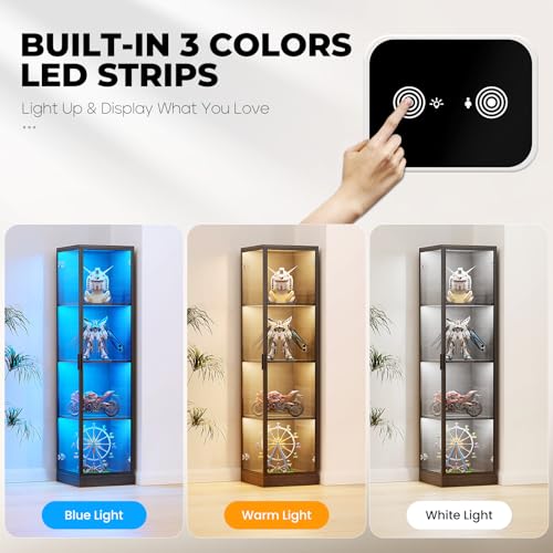 4-Tier Corner Display Cabinet with LED Lighting & Motion Sensor
