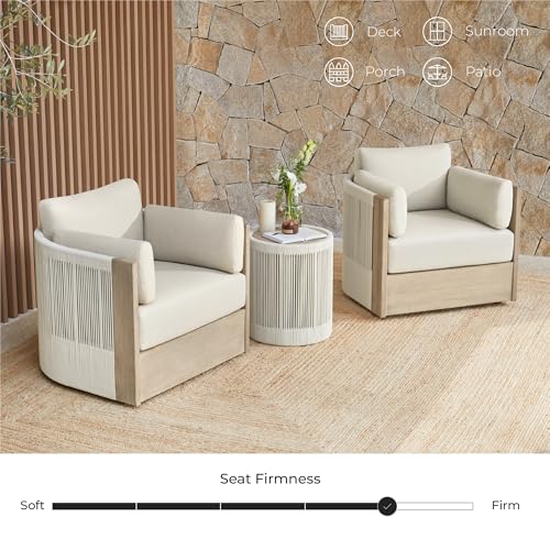 3-Piece Boho Patio Bistro Set with Swivel Chairs & Side Table