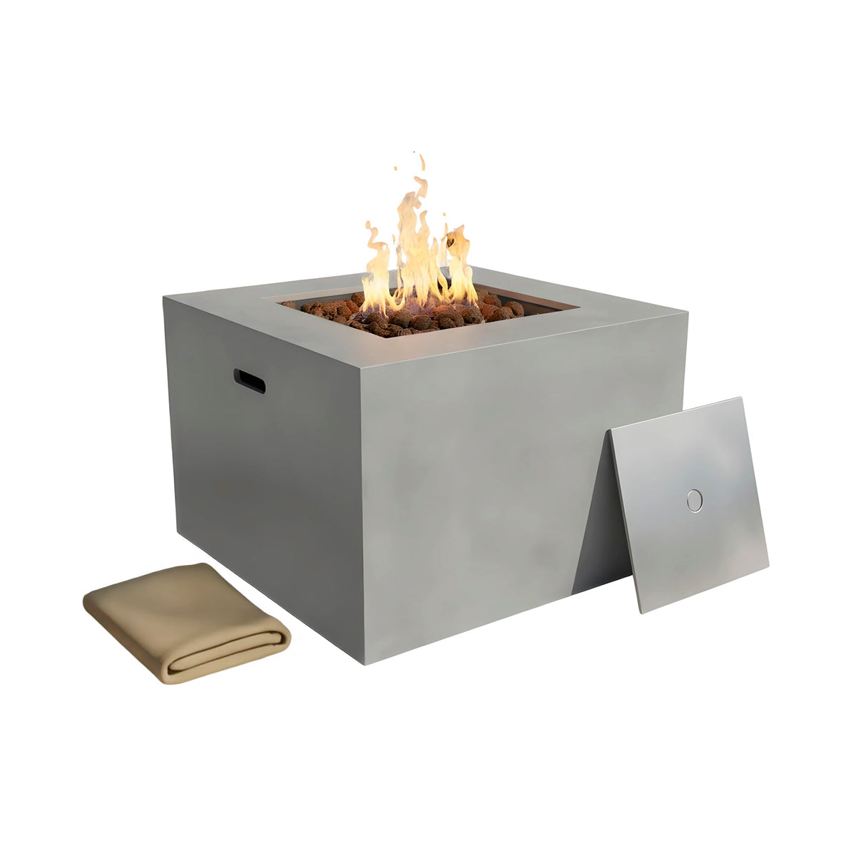 Kinger Home Kai 32-Inch Square Propane Fire Pit Table, Alloy Steel Outdoor Fire Pit with 50,000 BTUs, CSA-Certified, Includes a Burner lid, Lava Rocks and Weather Resistance Cover