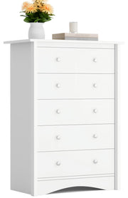 Furmax Tall Dresser, 5 Drawer Dresser for Bedroom, White