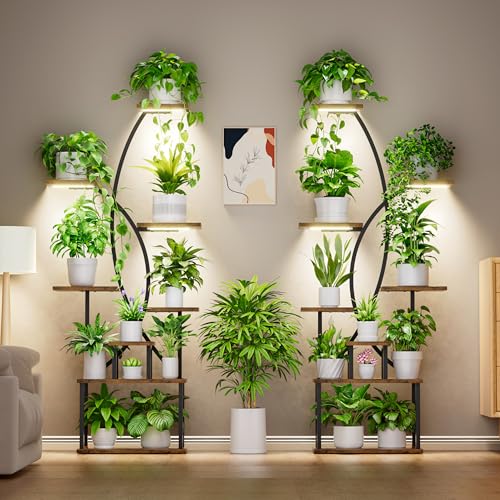 8-Tier Indoor Plant Stand with Grow Lights, 2-Pack