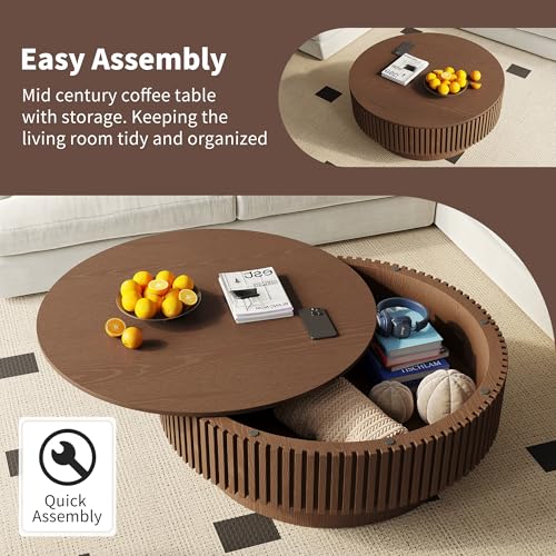 Round & Oval Coffee Table with Hidden Storage