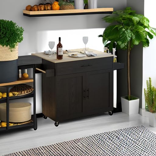 Rolling Kitchen Island with Drop Leaf