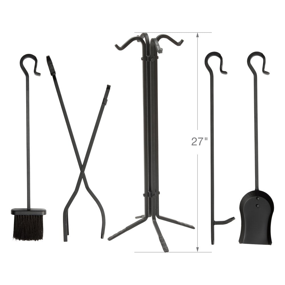 5-Piece Wrought Iron Fireplace Tool Set