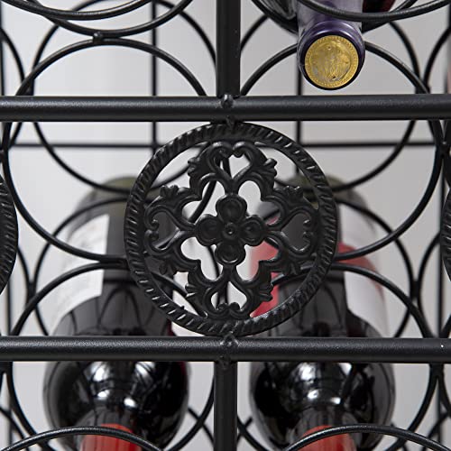 HOMCOM 45 Bottle Wrought Iron Wine Rack Jail with Lock - Black