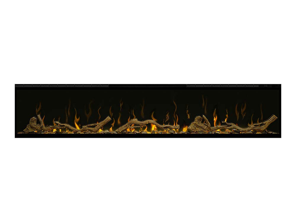 Dimplex IgniteXL 60" Built-in Linear Electric Fireplace with Driftwood and River Rock Accessories (Models: XLF60 & LF60DWS-KIT) 8530/5118 BTU, 240/120 Volt, 2500/1500 Watt, Black