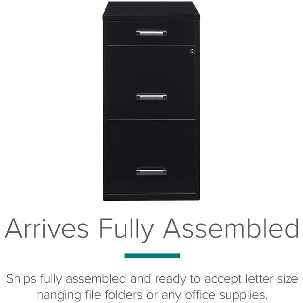 Black 3-Drawer Metal Filing Cabinet