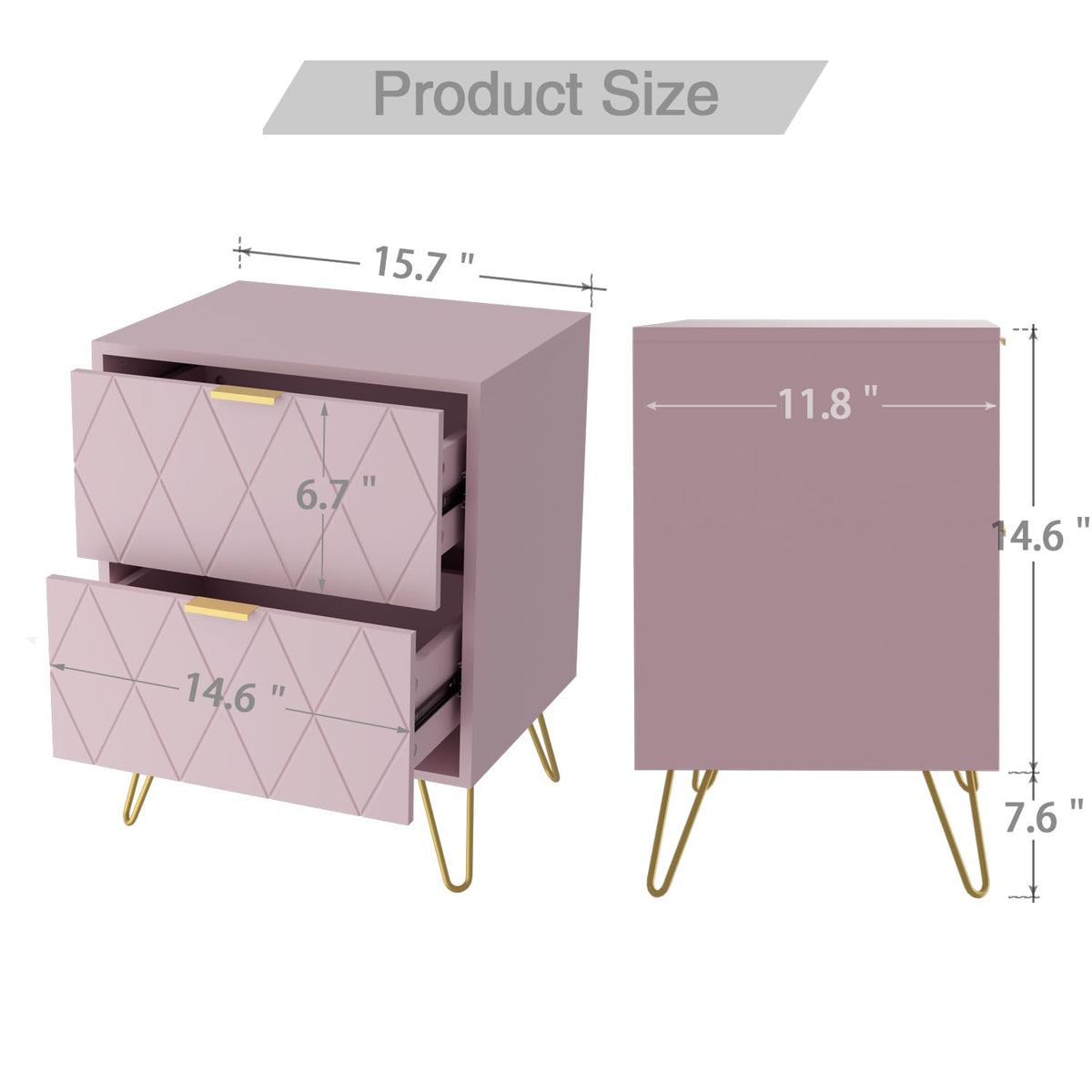 2-Drawer Nightstand Set of 2