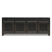 Four Drawers Distressed Black Sideboard