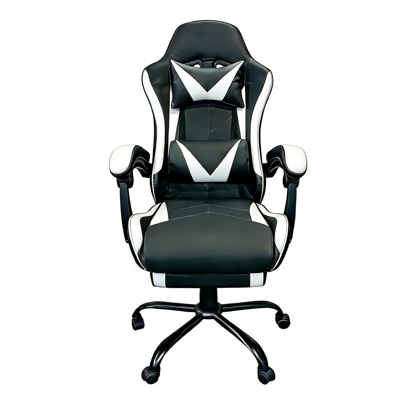 Frovlni Gaming Chair, Ergonomic Computer Chair with Footrest and Lumbar Support, Height Adjustable Video Game Chair with 360° Swivel Seat and Headrest for Office, Home, Streaming and Gaming (White)